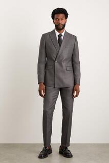 Приталенные темно-серые костюмные брюки с широкими полосками Burton, серый
