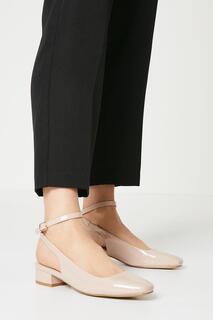 Туфли-лодочки Gillian с лаковым ремешком на щиколотке и квадратным носком на низком каблуке Oasis, бежевый