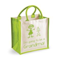Средняя зеленая джутовая сумка «Я собираюсь стать бабушкой» 60 SECOND MAKEOVER, зеленый