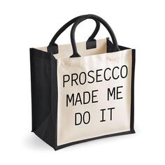 Средняя джутовая сумка Prosecco Made Me Do It Black 60 SECOND MAKEOVER, черный