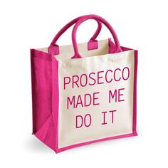Средняя джутовая сумка Prosecco Made Me Do It Pink 60 SECOND MAKEOVER, розовый