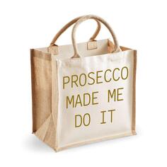 Средняя джутовая сумка Prosecco заставила меня сделать это естественно 60 SECOND MAKEOVER, золото