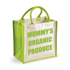 Средняя зеленая джутовая сумка Mummy&apos;s Organic Produce 60 SECOND MAKEOVER, зеленый