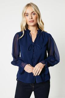 Миниатюрная блузка с завязкой на шее Wallis, темно-синий