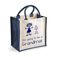 Средняя темно-синяя джутовая сумка «Я собираюсь стать бабушкой» 60 SECOND MAKEOVER, синий