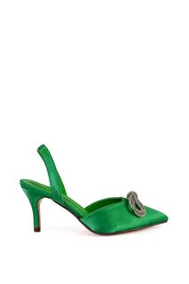 Туфли-лодочки &apos;Marinah&apos; на низком каблуке с босоножками и стразами на пятке XY London, зеленый
