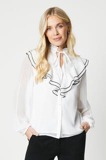 Миниатюрная блузка с контрастными рюшами Wallis, белый