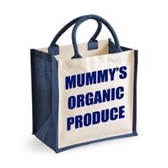 Средняя темно-синяя джутовая сумка Mummy&apos;s Organic Produce 60 SECOND MAKEOVER, синий