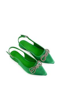 Туфли-лодочки &apos;Ossie&apos; с открытой пяткой и стразами и острым носком с бантом XY London, зеленый