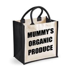 Средняя черная джутовая сумка Mummy&apos;s Organic Produce 60 SECOND MAKEOVER, черный