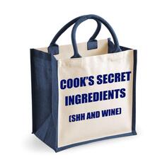 Средняя темно-синяя джутовая сумка Секретные ингредиенты повара (тсс и вино) 60 SECOND MAKEOVER, синий