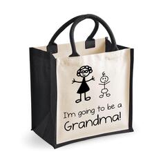 Средняя черная джутовая сумка «Я собираюсь стать бабушкой» 60 SECOND MAKEOVER, черный