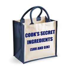 Средняя темно-синяя джутовая сумка Секретные ингредиенты повара (тсс и джин) 60 SECOND MAKEOVER, синий