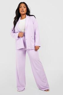 Приталенный комплект брюк с блейзером оверсайз Plus boohoo, фиолетовый