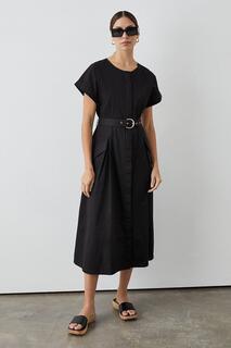 Черное платье-миди с поясом Debenhams, черный