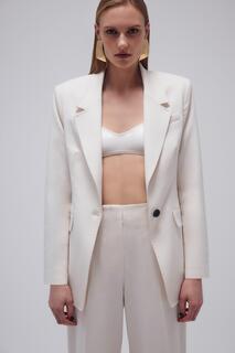 Приталенный однобортный пиджак с карманами Karen Millen, белый
