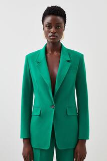 Приталенный однобортный пиджак с карманами Karen Millen, зеленый