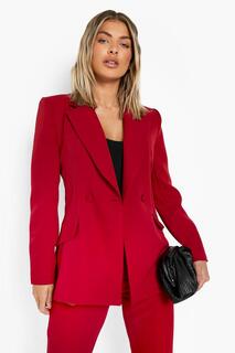 Приталенный пиджак с глубоким вырезом boohoo, красный