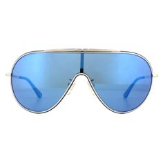 Черно-серебряные дымчато-зеркальные синие солнцезащитные очки Shield Police, черный