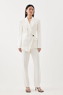 Приталенный пиджак с сильными плечами из полированной вискозы Karen Millen, белый