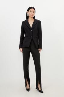 Приталенный удлиненный пиджак с открытой спиной Karen Millen, черный