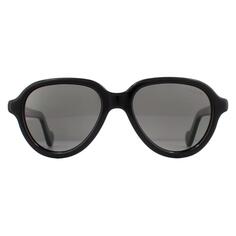 Черные дымчатые поляризованные солнцезащитные очки Aviator Moncler, черный