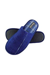 Домашние тапочки-мюли без шнуровки с простым верхом и клетчатой ​​подошвой из пены с эффектом памяти Slipper Snob, синий