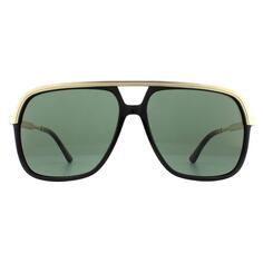 Черные и золотисто-зеленые солнцезащитные очки-авиаторы Gucci, черный