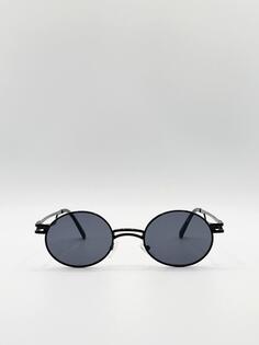 Черные круглые солнцезащитные очки в стиле ретро SVNX, черный