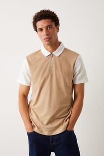 Жаккардовая рубашка-поло с короткими рукавами и контрастными рукавами Burton, белый