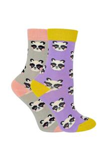 Комплект из 2 носков с животными | Бамбуковые носки с необычным узором Miss Sparrow, фиолетовый