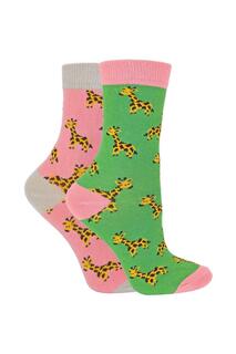 Комплект из 2 носков с животными | Бамбуковые носки с необычным узором Miss Sparrow, зеленый