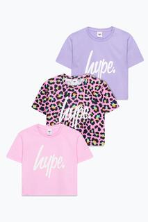 Набор из 3 футболок с леопардовым принтом Hype, розовый