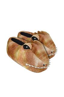 Теплые мягкие плюшевые тапочки с 3D-головой динозавра Sock Snob, коричневый