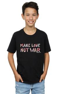 Футболка с цветочным принтом Make Love Not War Woodstock, черный