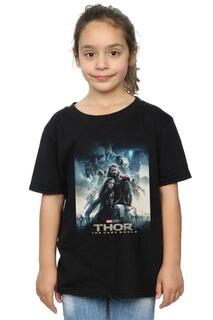Хлопковая футболка с плакатом Thor The Dark World Marvel, черный