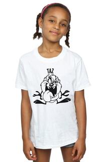 Хлопковая футболка Taz с большой головой Looney Tunes, белый