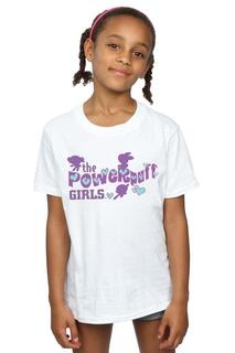 Фиолетовая хлопковая футболка с логотипом Powerpuff Girls, белый