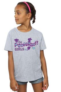 Фиолетовая хлопковая футболка с логотипом Powerpuff Girls, серый