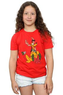 Хлопковая футболка с рождественским оленем Pluto Disney, красный