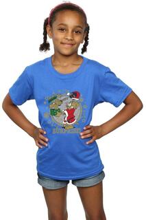 Хлопковая футболка с рождественским сюрпризом Tom &amp; Jerry, синий