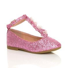 Блестящие балетки на плоском каблуке с Т-образной планкой AJVANI, розовый