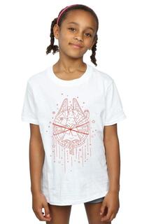 Хлопковая футболка с доставкой «Рождественская елка» Millennium Falcon Star Wars, белый