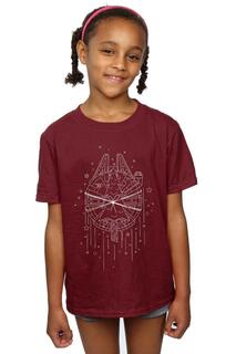 Хлопковая футболка с доставкой «Рождественская елка» Millennium Falcon Star Wars, красный