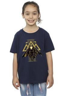 Черный - Хлопковая футболка с изображением золотых символов Adam Rising DC Comics, темно-синий