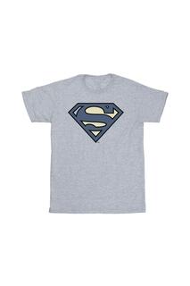 Синяя хлопковая футболка с логотипом Superman Indigo DC Comics, серый