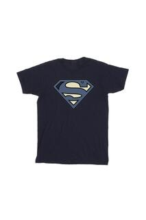 Синяя хлопковая футболка с логотипом Superman Indigo DC Comics, темно-синий
