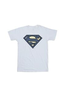 Синяя хлопковая футболка с логотипом Superman Indigo DC Comics, белый