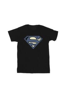 Синяя хлопковая футболка с логотипом Superman Indigo DC Comics, черный