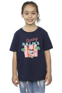 Хлопковая футболка с Минни Маус «Весенние пальмы» Disney, темно-синий